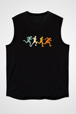 Koşu - Running Baskılı Unisex Siyah Kolsuz Tişört