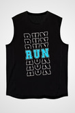 Koşu - Running Baskılı Unisex Siyah Kolsuz Tişört