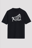 Koşu - Running Baskılı Unisex Siyah Oversize Tişört