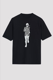 Koşu - Running Baskılı Unisex Siyah Oversize Tişört