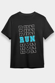 Koşu - Running Baskılı Unisex Siyah Tişört - Tshirt
