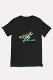 Koşu - Running Baskılı Unisex Siyah V Yaka Tişört