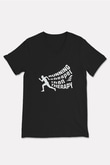 Koşu - Running Baskılı Unisex Siyah V Yaka Tişört