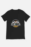 Koşu - Running Baskılı Unisex Siyah V Yaka Tişört