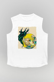 Kova Burcu Baskılı Beyaz Unisex Kolsuz Tişört - Tshirt