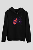 Kova Burcu Baskılı Unisex Siyah Hoodie