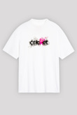 Kriket Baskılı Unisex Beyaz Oversize Tişört - Tshirt