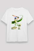 Kriket Baskılı Unisex Beyaz Tişört - Tshirt