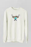 Kriket Baskılı Unisex Ekru Sweatshirt