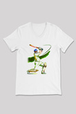Kriket Baskılı Unisex V Yaka Tişört - Tshirt