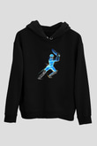 Kriket - Cricket Baskılı Unisex Siyah Hoodie