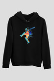 Kriket - Cricket Baskılı Unisex Siyah Hoodie