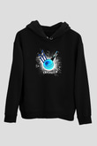 Kriket - Cricket Baskılı Unisex Siyah Hoodie