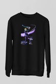 Kriket - Cricket Baskılı Unisex Siyah Sweatshirt