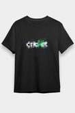 Kriket - Cricket Baskılı Unisex Siyah Tişört - Tshirt