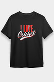Kriket - Cricket Baskılı Unisex Siyah Tişört - Tshirt