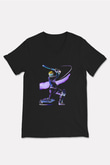 Kriket - Cricket Baskılı Unisex Siyah V Yaka Tişört