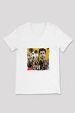 KSHMR Baskılı Beyaz V Yaka Unisex Tişört