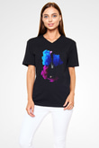 Kuaför Siyah Unisex V Yaka Tişört T-Shirt