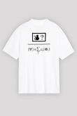 Kuantum Süper Pozisyon Baskılı Unisex Oversize Beyaz Tişört - Tshirt