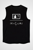 Kuantum Super Pozisyon Baskılı Unisex Kolsuz Siyah Tişört - Tshirt