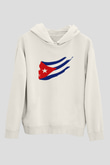 Küba Beyaz Unisex Kapşonlu Sweatshirt