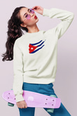 Küba Beyaz Unisex Sweatshirt