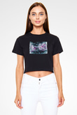 Kule Köprüsü Siyah  Crop Top Tişört