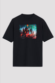 Kule Köprüsü Siyah Unisex Oversize Tişört T-Shirt