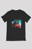 Kule Köprüsü Siyah Unisex V Yaka Tişört T-Shirt