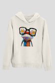 Kurbağa Beyaz Unisex Kapşonlu Sweatshirt