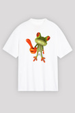Kurbağa Beyaz Unisex Oversize Tişört T-Shirt