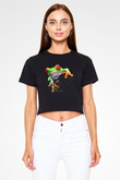 Kurbağa Siyah Crop Top Tişört