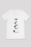 Kurban Bayramı Baskılı Beyaz Unisex V Yaka Tişört - Tshirt