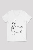 Kurban Bayramı Baskılı Beyaz Unisex V Yaka Tişört - Tshirt