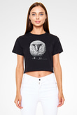 Kurban Bayramı Baskılı Siyah Crop Top Kadın Tişört - Tshirt