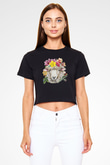 Kurban Bayramı Baskılı Siyah Crop Top Kadın Tişört - Tshirt