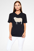 Kurban Bayramı Baskılı Unisex Siyah V Yaka Tişört - Tshirt