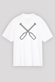 Kürek Baskılı Unisex Beyaz Oversize Tişört - Tshirt
