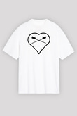 Kürek Baskılı Unisex Beyaz Oversize Tişört - Tshirt