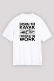 Kürek Baskılı Unisex Beyaz Oversize Tişört - Tshirt