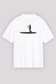 Kürek Baskılı Unisex Beyaz Oversize Tişört - Tshirt