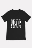 Kürek - Paddle Boarding Baskılı Unisex Siyah V Yaka Tişört