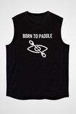 Kürek - Paddle Boarding Baskılı Unisex Siyah Kolsuz Tişört