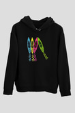 Kürek - Paddle Boarding Baskılı Unisex Siyah Kapüşonlu Sweatshirt