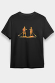 Kürek - Paddle Boarding Baskılı Unisex Siyah Tişört - Tshirt