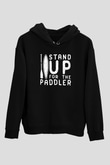 Kürek - Paddle Boarding Baskılı Unisex Siyah Kapüşonlu Sweatshirt