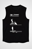 Kürek - Paddle Boarding Baskılı Unisex Siyah Kolsuz Tişört