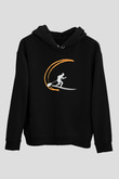 Kürek - Paddle Boarding Baskılı Unisex Siyah Kapüşonlu Sweatshirt
