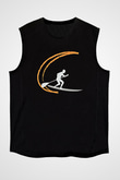 Kürek - Paddle Boarding Baskılı Unisex Siyah Kolsuz Tişört